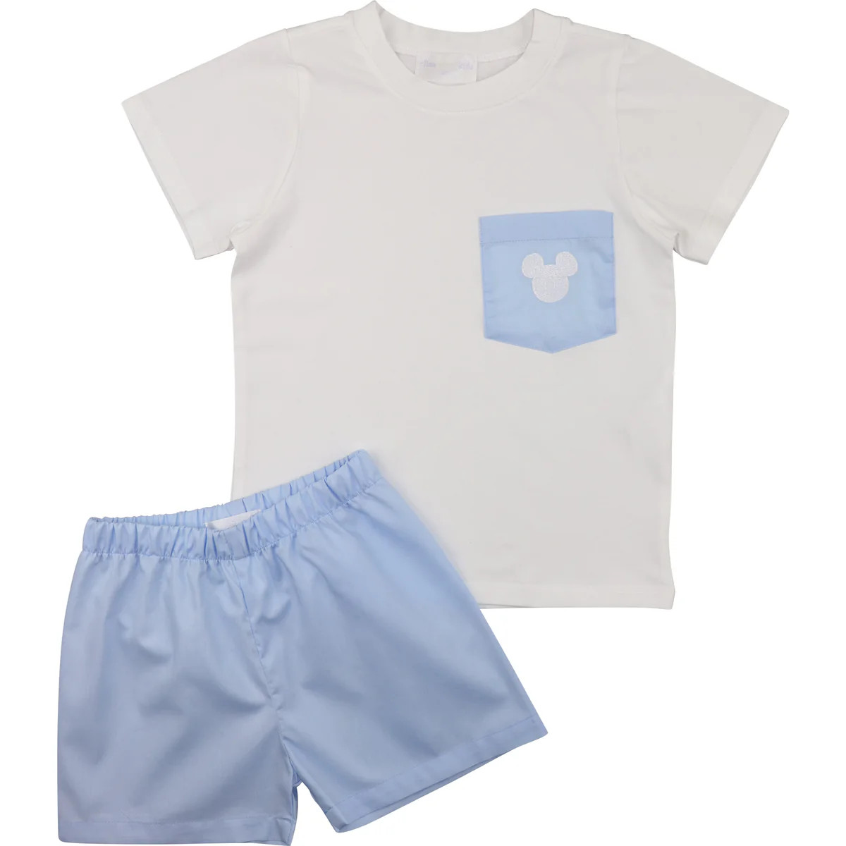 Blue Mouse Ears Pocket Short Set | Eliza James Kids
