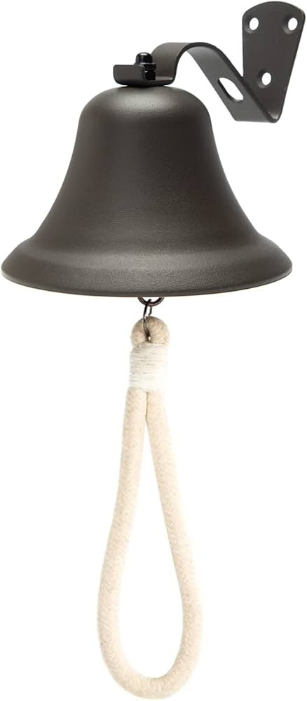 Black Hanging Dinner Bell with Outdoor Mount, Indoor Use, Nautical/Door/Church Design, Rope Inclu... | Amazon (US)