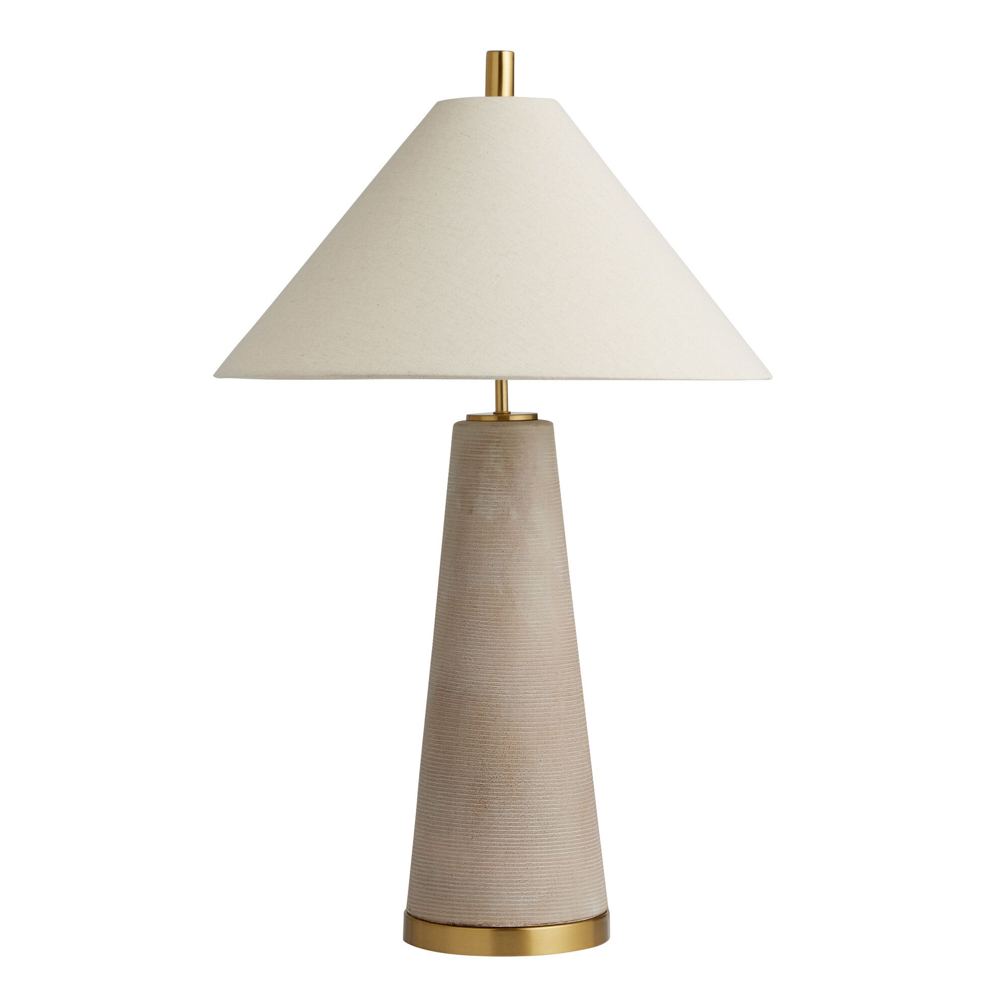 Petra Oversized Gray Ceramic Empire Shade Table Lamp | World Market