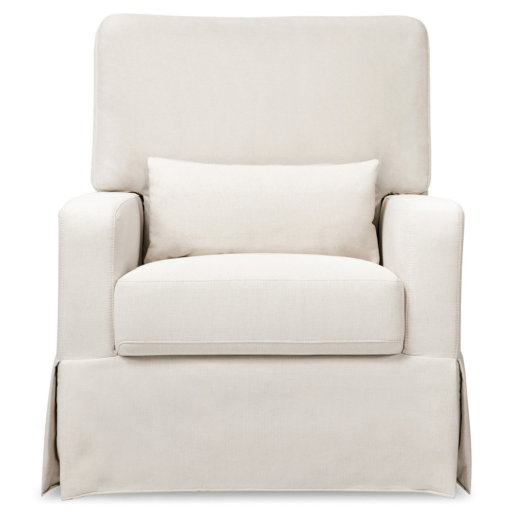 Namesake Crawford Modern White Eco Performance Pillowback Comfort Swivel Glider | Kathy Kuo Home