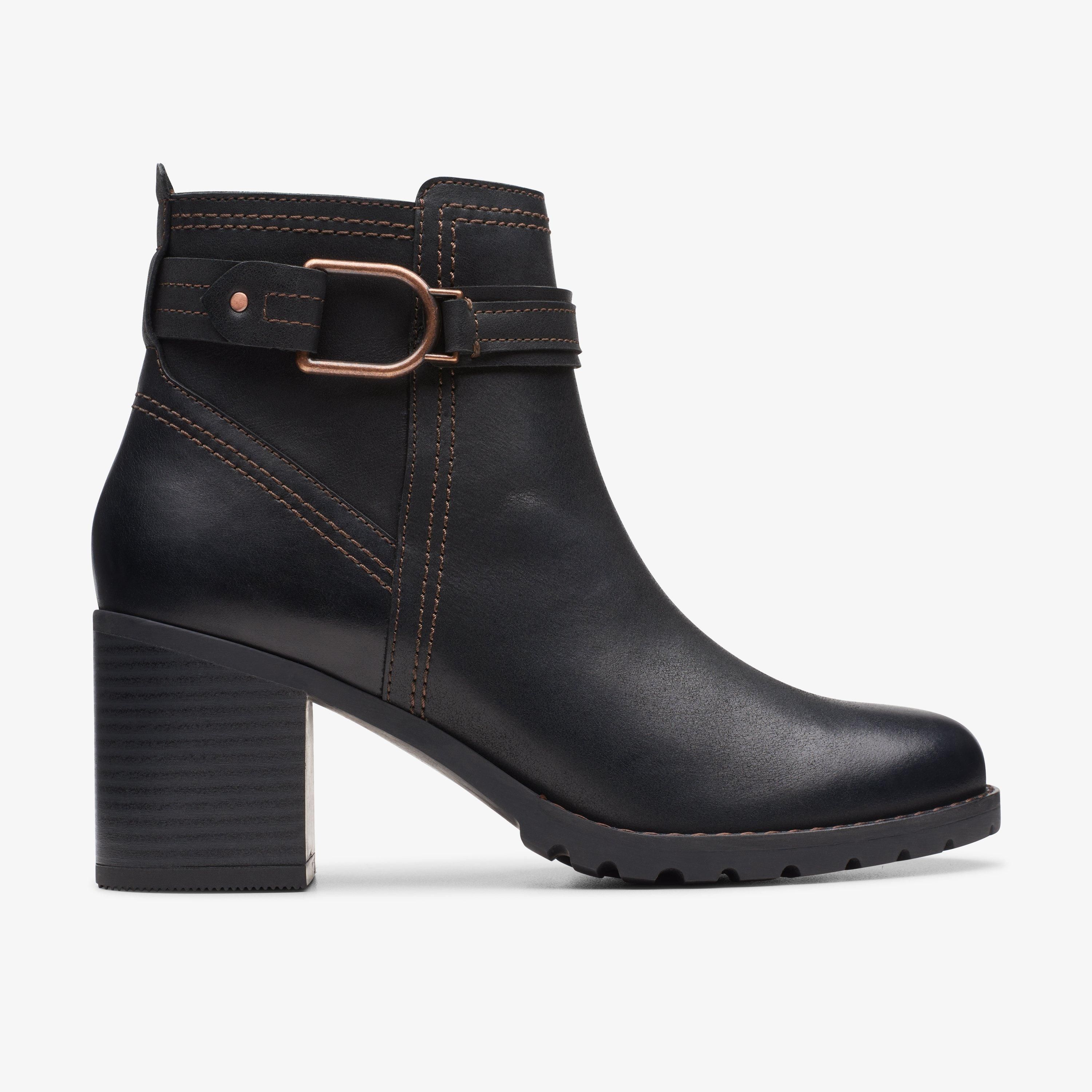 Women Leda Strap Black Leather Boots | Clarks US | Clarks (US)