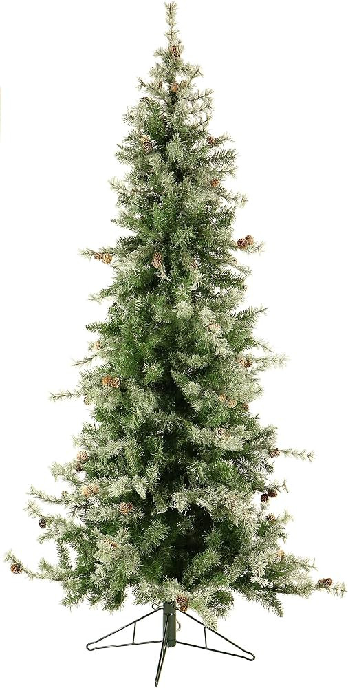 Amazon.com: Fraser Hill Farm 7.5-Ft. Unlit Buffalo Fir Green Slim Artificial Christmas Tree with ... | Amazon (US)