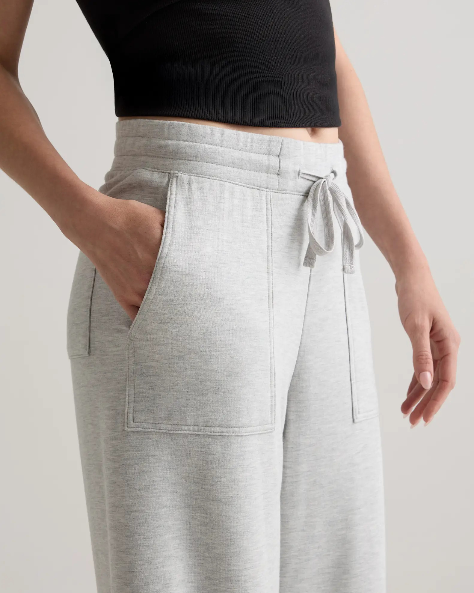 SuperSoft Fleece Cropped Wide Leg Pants in Heather Grey | Quince