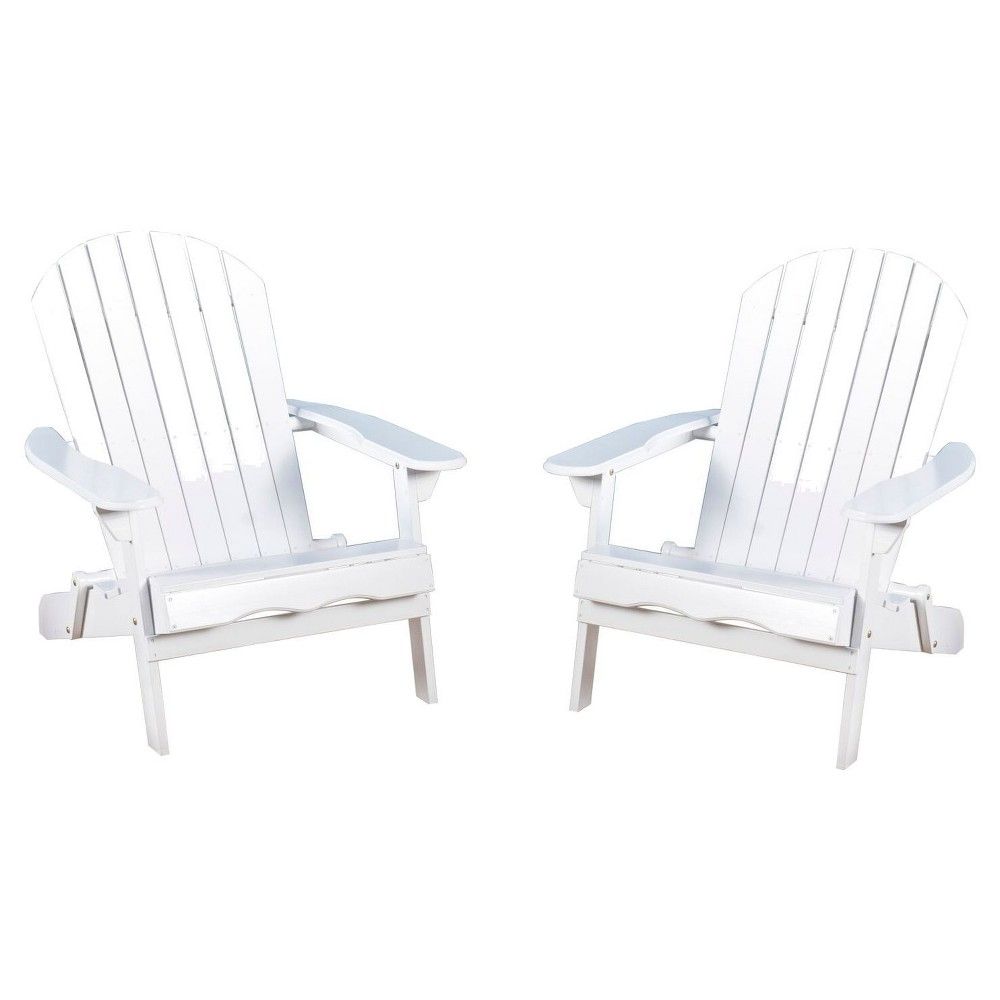 Hanlee Set of 2 Folding Wood Adirondack Chair White - Christopher Knight Home | Target