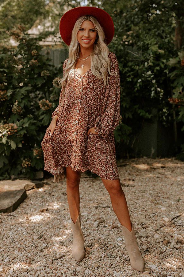 The Montana Floral Shift Dress in Rust • Impressions Online Boutique | Impressions Online Boutique