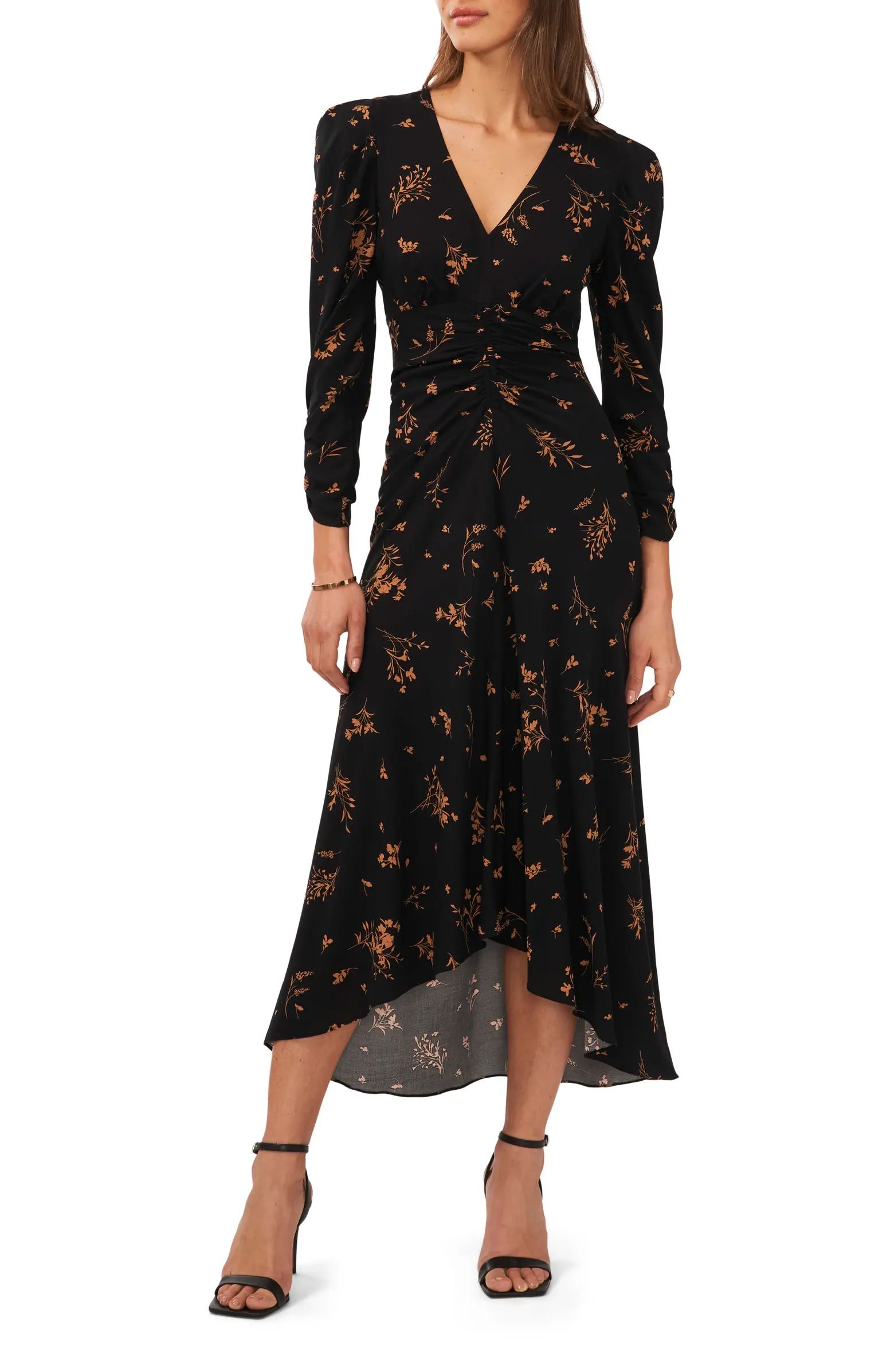 Halogen® Floral Print Long Sleeve High-Low Dress | Nordstrom | Nordstrom