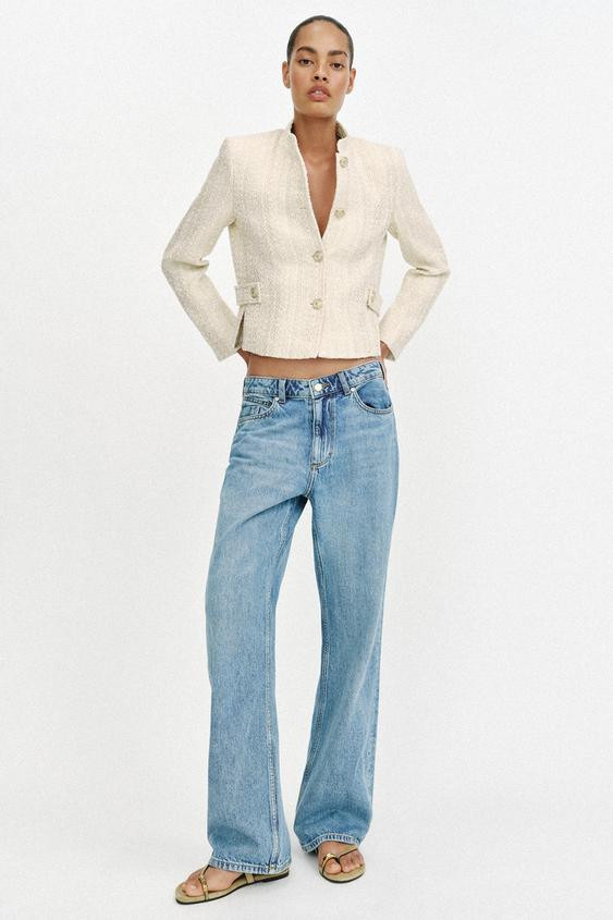 METALLIC THREAD SHOULDER PAD BLAZER | Zara US