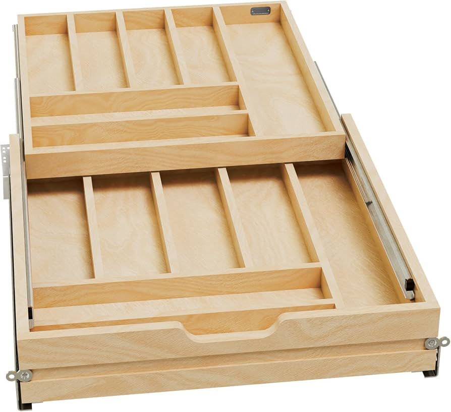 Rev-A-Shelf Two-Tier Kitchen Utensil Drawer Organizer & Pullout Cutlery Tray, Soft-Close Slides, ... | Amazon (US)