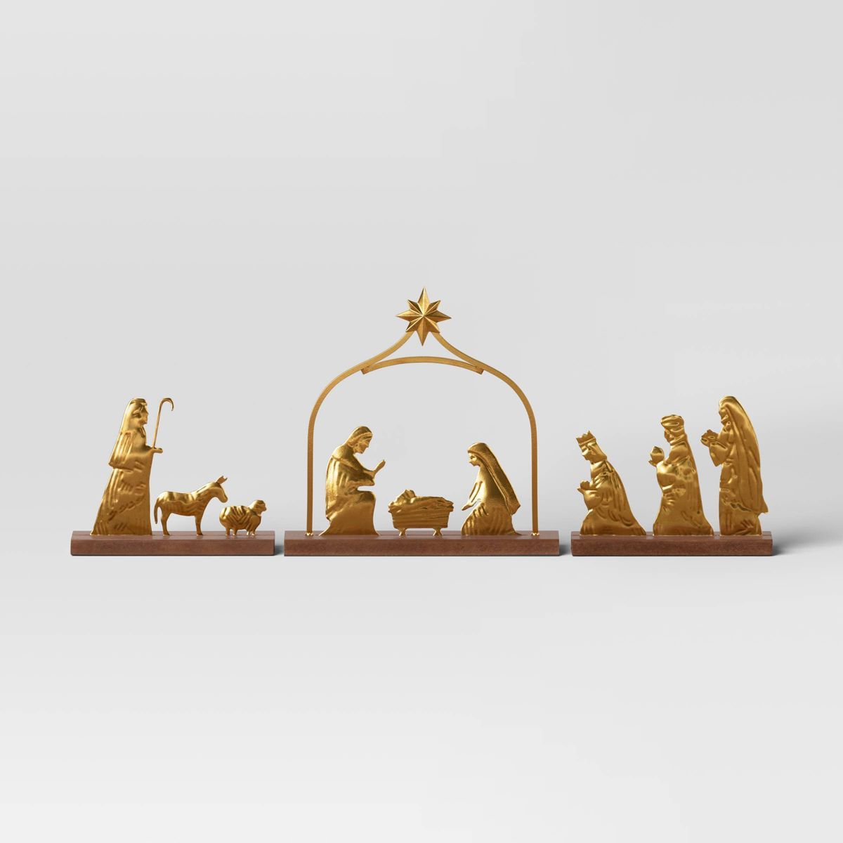 3pc Metal Christmas Nativity Scene Figurine Set - Wondershop™ Gold | Target