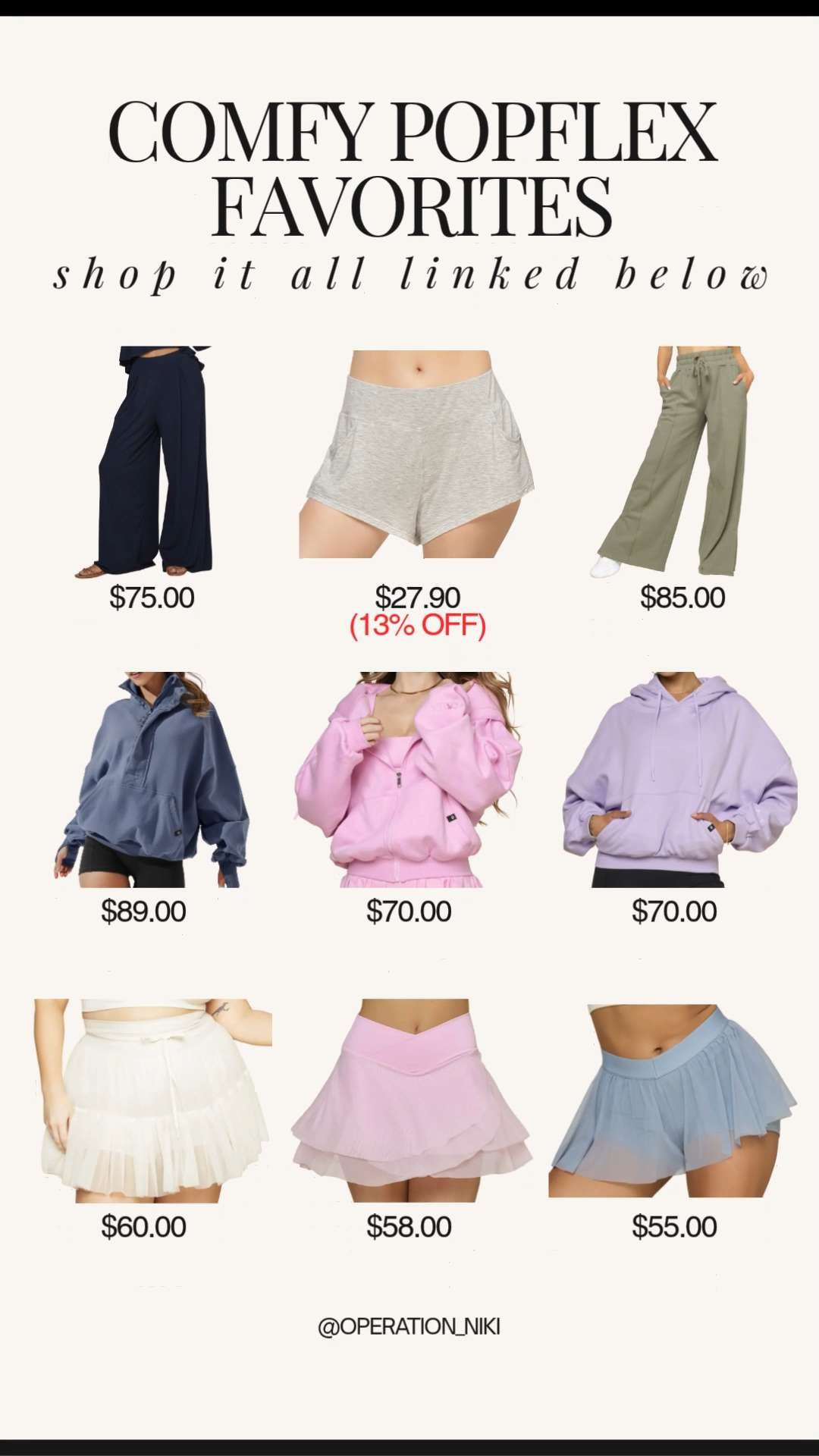 Nothing beats a daily routine that balances absolute comfort with effortless style. ☁️ Staying cozy throughout the day makes knocking out tasks or relaxing at home feel so much better.

This curated lineup from POPFLEX is all about peak comfort and flattering fits. From ultra-soft wide-leg lounge pants and perfectly oversized hoodies to breezy active skirts and lightweight shorts, these pieces are perfect for running quick errands, working from home, or your next morning reset. ✨ They bring a cute, functional vibe to your wardrobe while keeping you completely comfortable.

Shop this entire comfy lounge lineup linked below! 🛍️

Follow for more @OPERATION_NIKI on IG, TikTok, & Facebook

#Popflex #LoungewearStyle #CozyVibes #OperationNiki #Athleisure #ComfortFirst #OOTD #HomeReset #ComfyOutfits #ActivewearInspo

#LTKootd #LTKActive