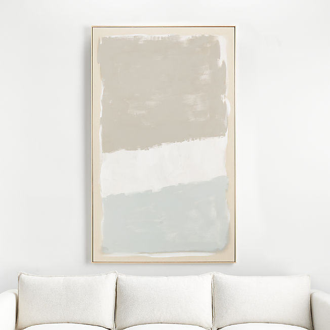 'Neutral Modern Moment' Framed Hand-Painted Raw Canvas Wall Art 49"x81" + Reviews | Crate & Barre... | Crate & Barrel