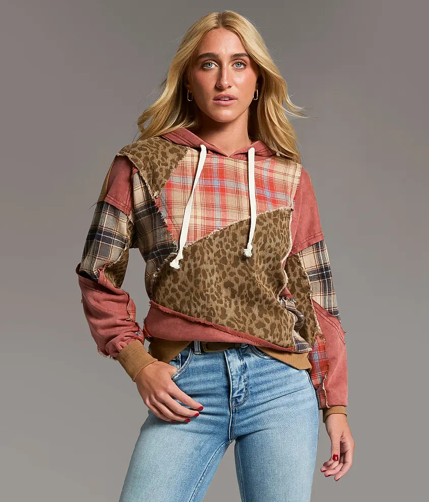 Pieced Cheetah & Plaid Hoodie | Buckle