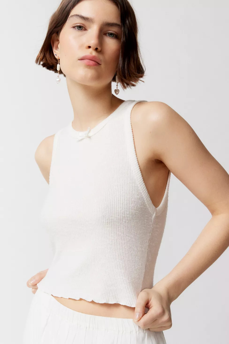 Urban Renewal Remnants Knit Bow Tank Top | Urban Outfitters (US and RoW)