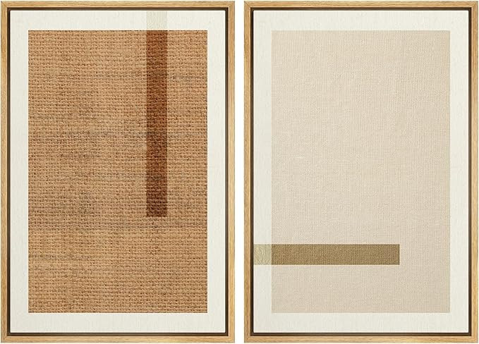 SIGNWIN Framed Canvas Print Wall Art Set Neutral Linen Inspired Minimalist Illustrations Modern A... | Amazon (US)