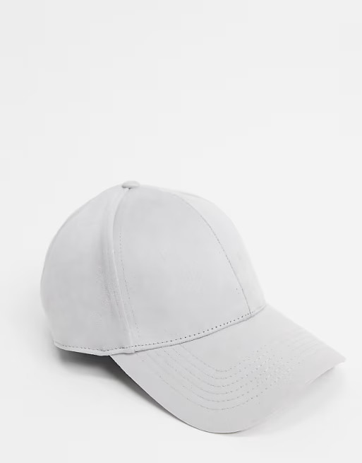 ASOS DESIGN baseball cap in light gray soft touch fabric | ASOS (Global)