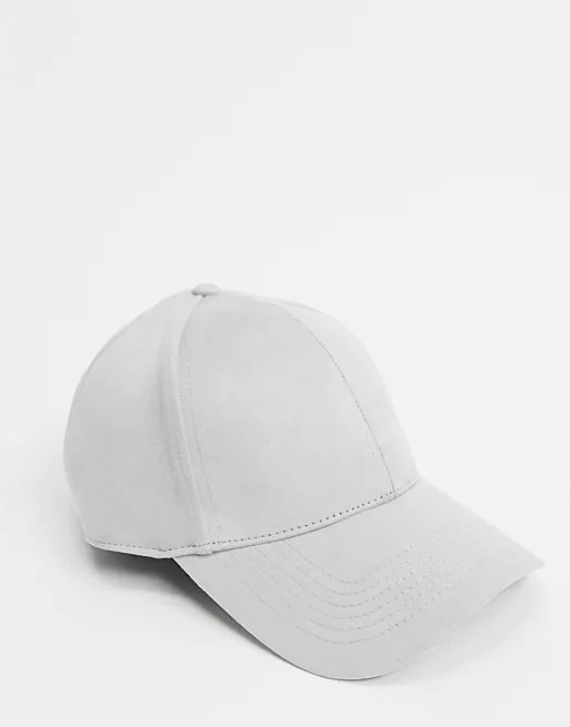 ASOS DESIGN baseball cap in light gray soft touch fabric | ASOS (Global)