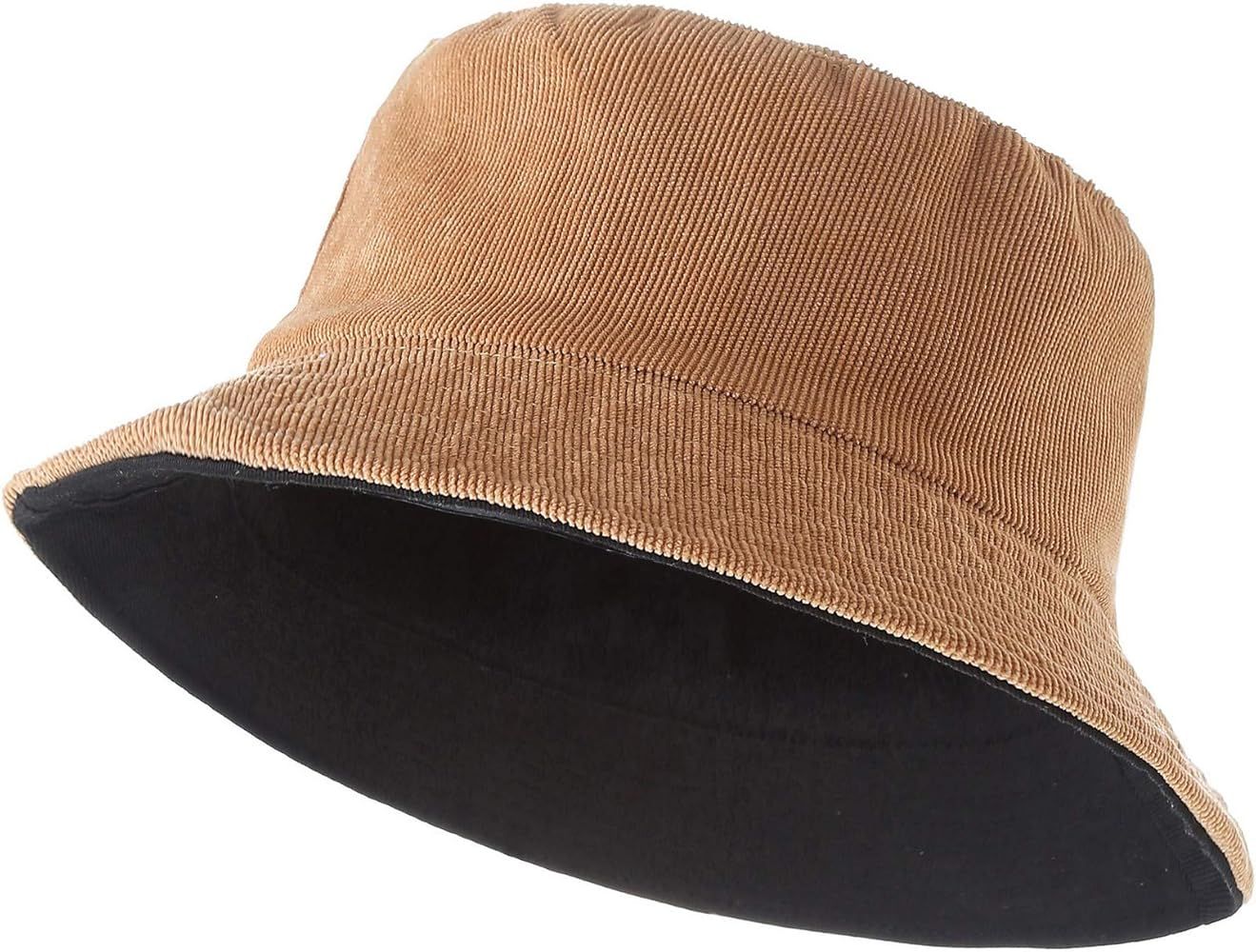 Reversible Bucket Hats for Women, Trendy Cotton Twill Canvas Leather Sun Fishing Hat Fashion Cap ... | Amazon (US)