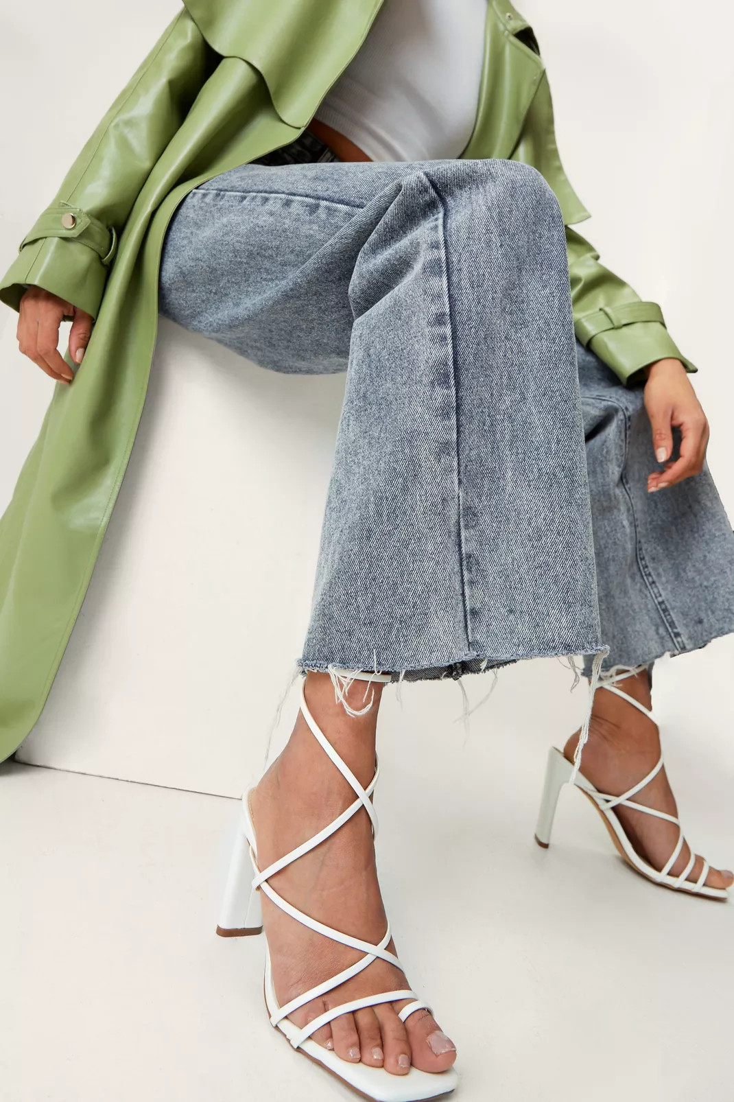 Faux Leather Lace Up Strappy Heels | Nasty Gal (US)