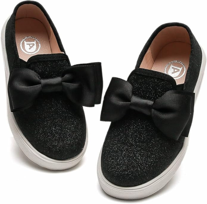 DADAWEN Girls Slip On Glitter Sneakers Cute Bow Lazy Tennis Shoes Loafers for Little Girls(Toddle... | Amazon (US)