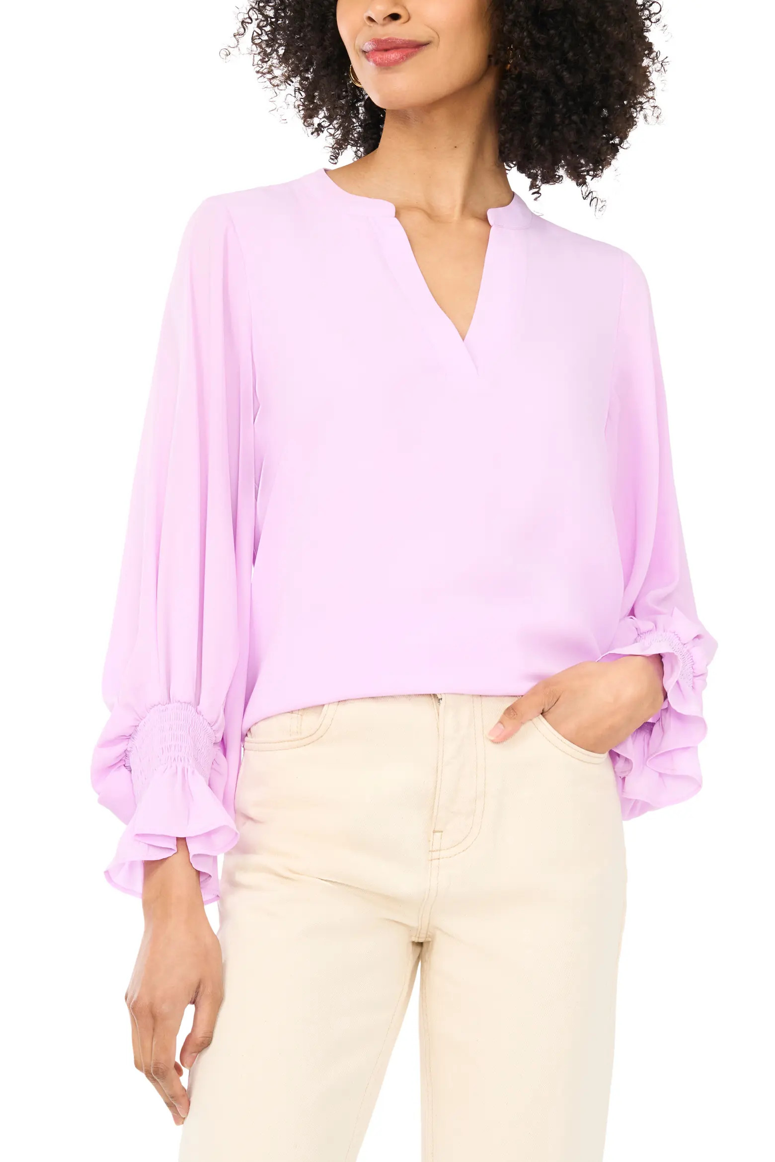 Vince Camuto Ruffle Cuff Top (Women) | Nordstrom | Nordstrom