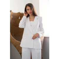 Linen White Blazer, Jacket Women, Suit Clothing Fabric, Natural Linen, Soft Summer | Etsy (US)
