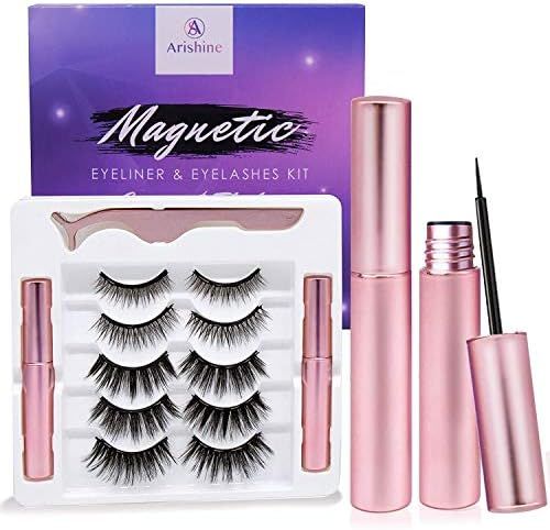 Arishine Magnetic Eyeliner and Lashes Kit, Magnetic Eyeliner for Magnetic Lashes Set, With Reusab... | Amazon (US)