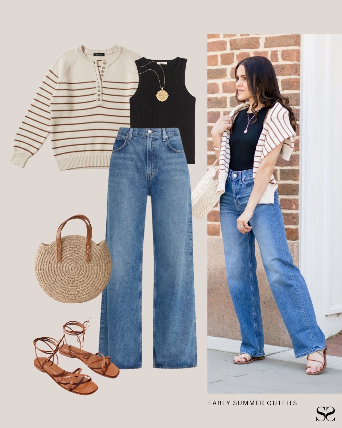 Early Summer outfit idea | Drape the sweater over your shoulders for an optional layer later or skip it altogether depending on your plans.

#LTKootd #LTKgrwm #LTKSeasonal