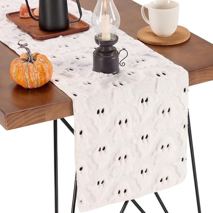 White Ghosts Halloween Table Runner Seasonal Autumn Kitchen Dining Table Decoration for Home Part... | Amazon (US)