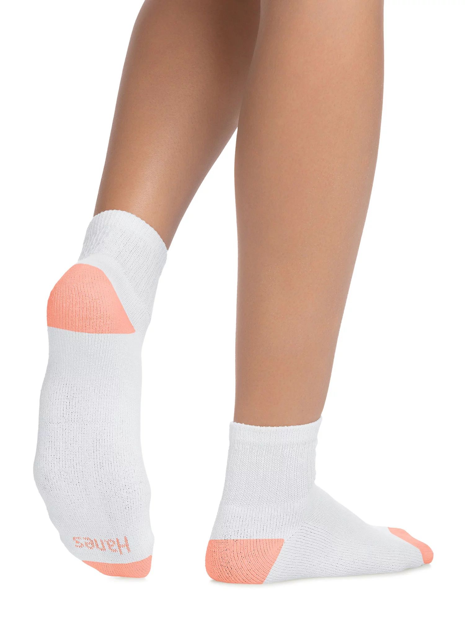 Hanes Women's Breathable Comfort Toe Seam Ankle Socks, 6-Pack White W/Color Heel 5-9 - Walmart.co... | Walmart (US)