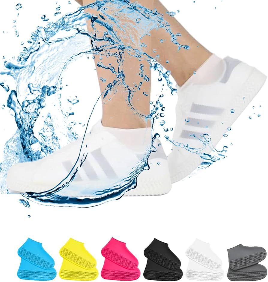 Waterproof Shoe Covers, Non-Slip Water Resistant Overshoes Silicone Rubber Rain Shoe Cover Protec... | Amazon (US)