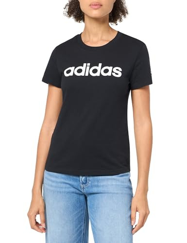 adidas Women's Essentials Slim Logo T-Shirt, Black/White | Amazon (US)