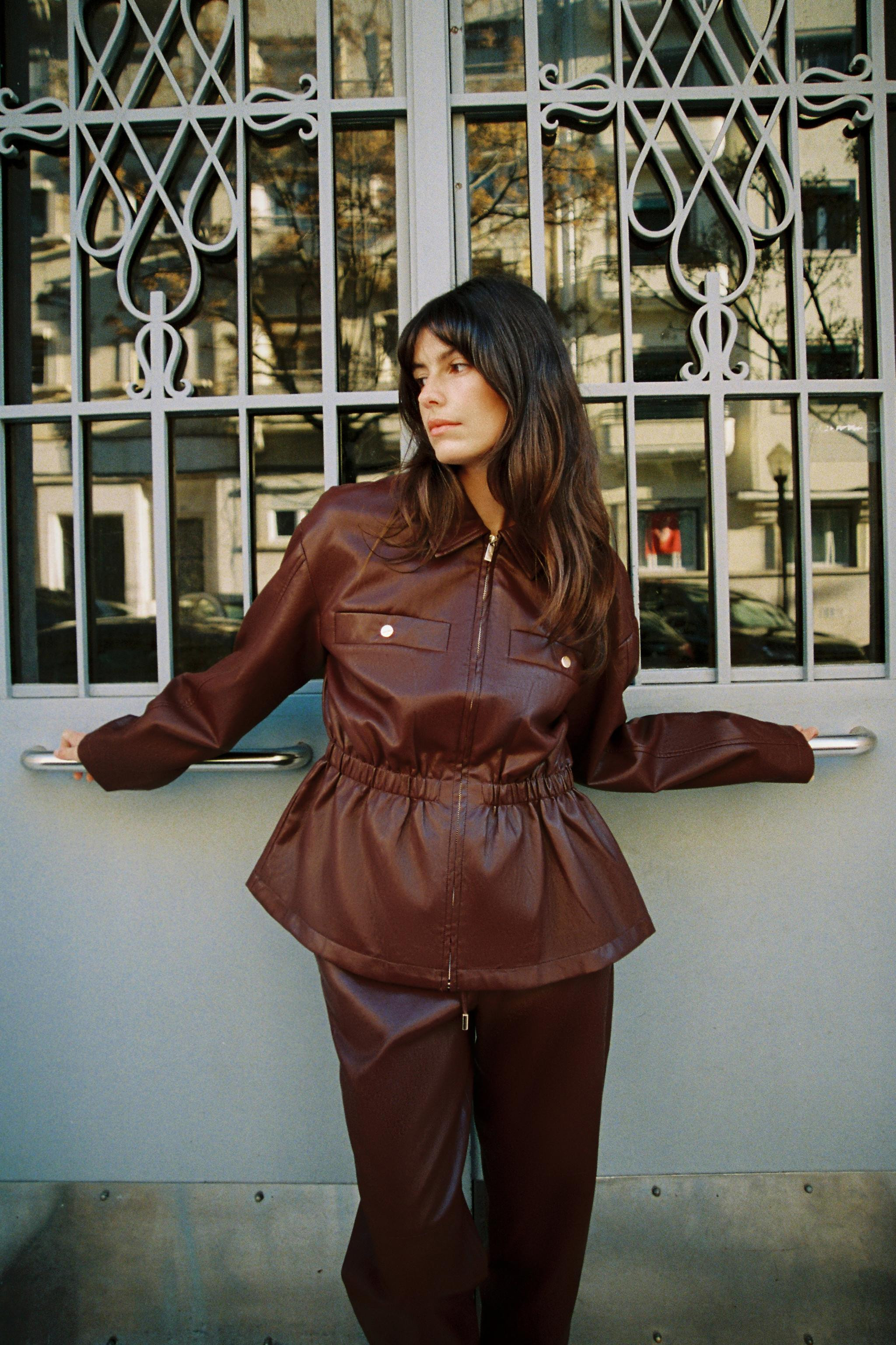 ELASTIC WAIST FAUX LEATHER JACKET | Zara US