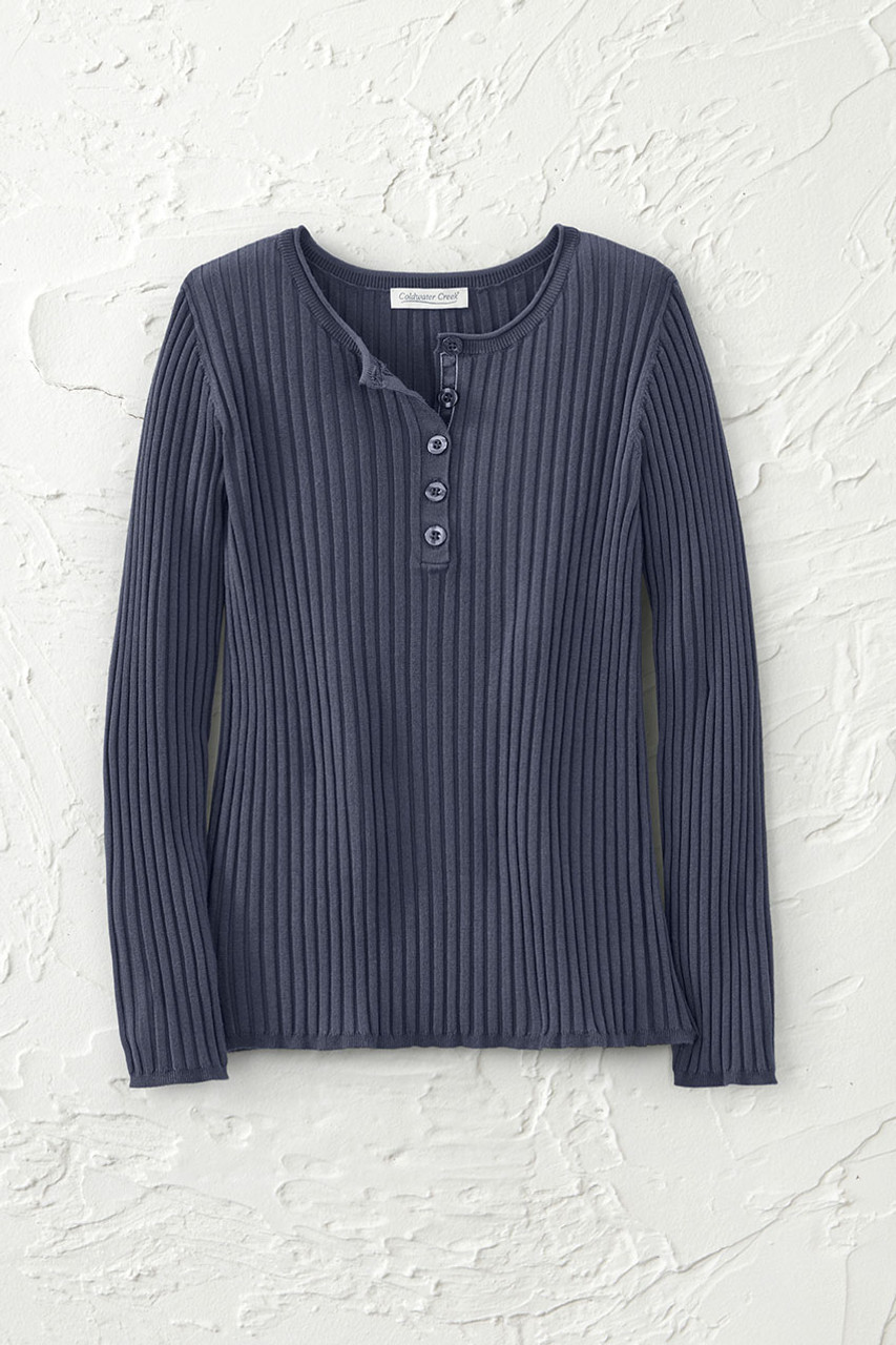 Ribbed Henley Sweater | Coldwater Creek