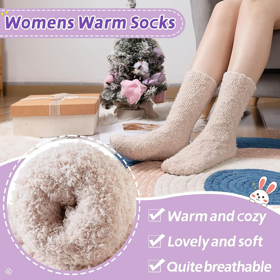 Women Fuzzy Slipper Socks Fluffy Cozy Comfy Cabin Plush Warm Thermal Winter Soft Home Sleep Socks | Amazon (US)