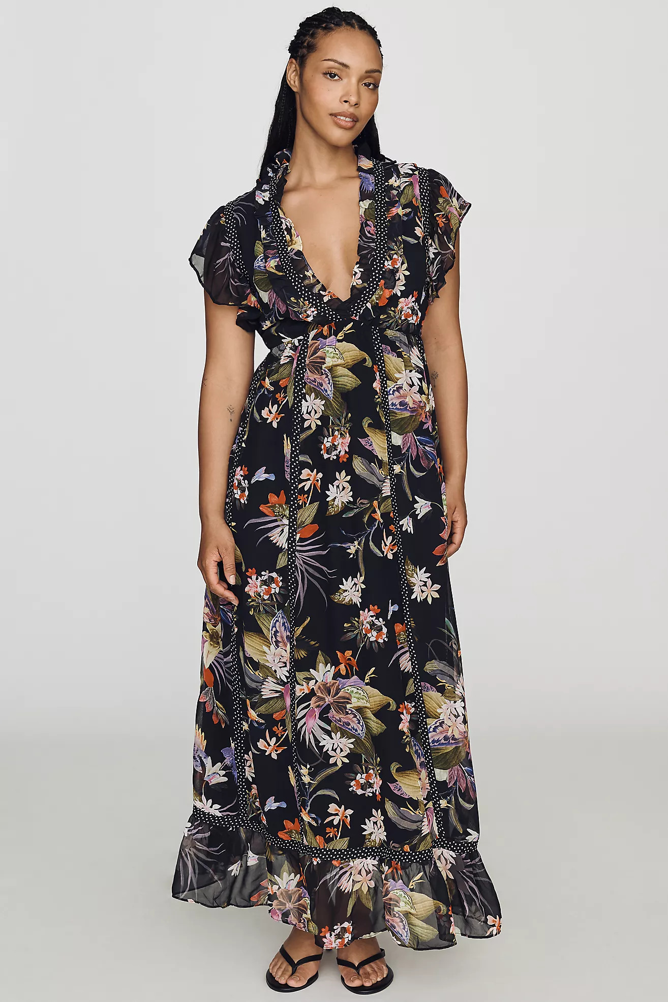 Maeve Short Sleeve V-Neck Maxi Dress | Anthropologie (US)
