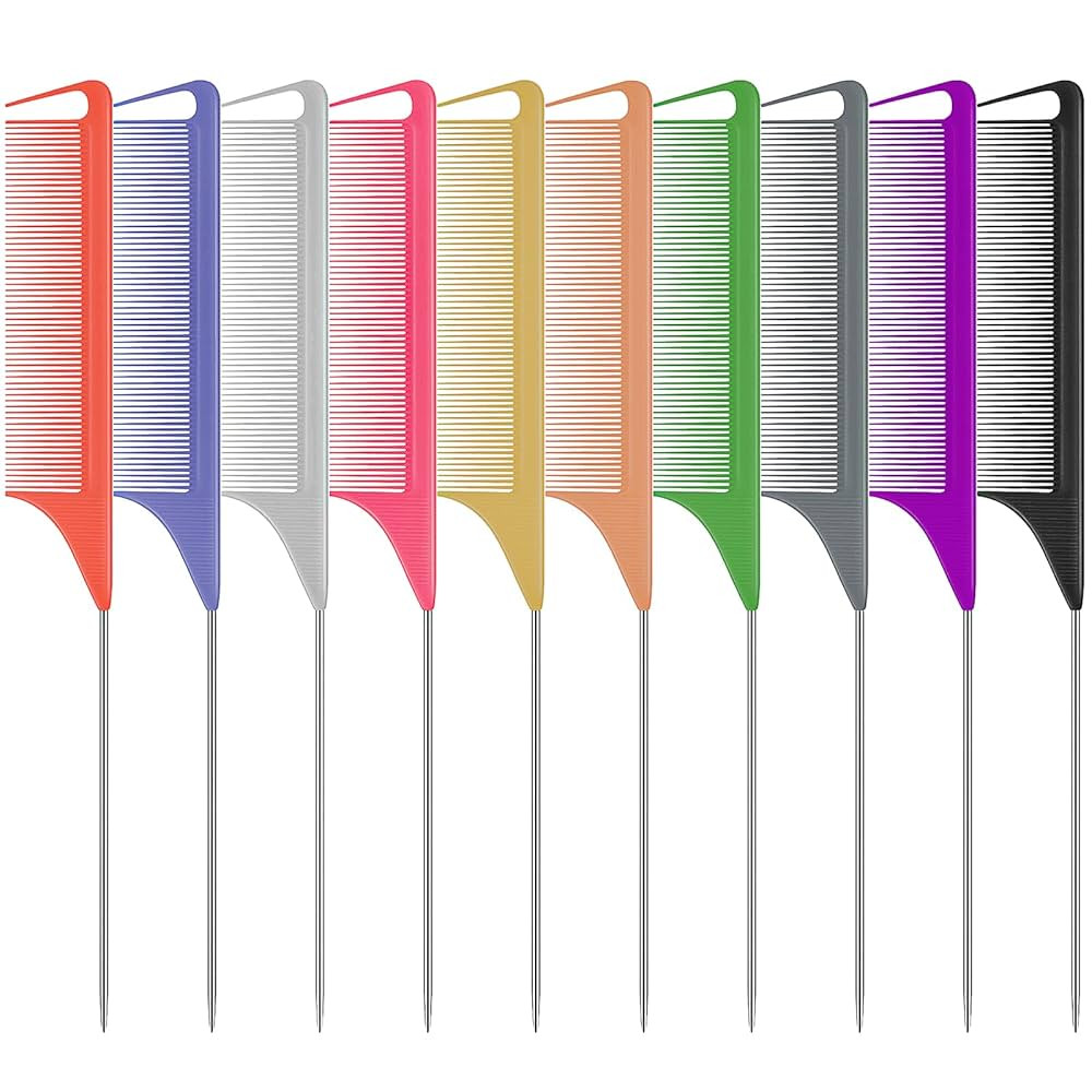 10 PCS Rat Tail Combs Set - Hair Teasing Fine Tooth Comb for Women Girls, Parting Comb for Braidi... | Amazon (US)