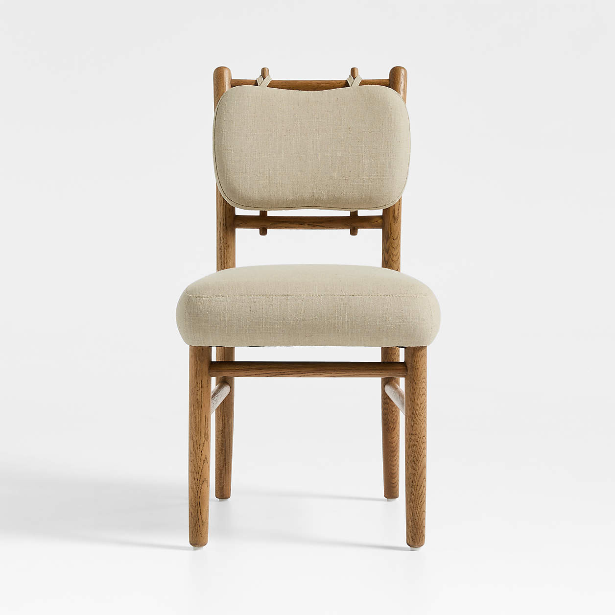 Pierre Light Brown Oak Wood Linen Upholstered Dining Side Chair | Crate & Barrel | Crate & Barrel