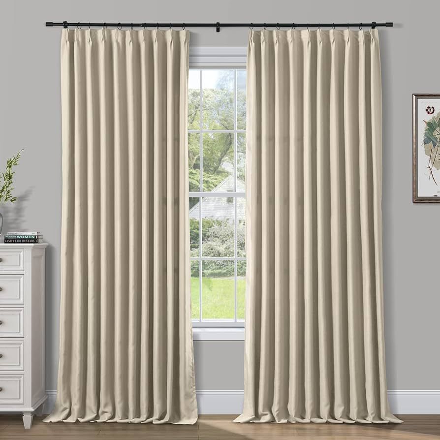 ChadMade Custom Blackout Curtain for Rod and Track, Pinch Pleat Tab Top Grommet Header, Room Dark... | Amazon (US)