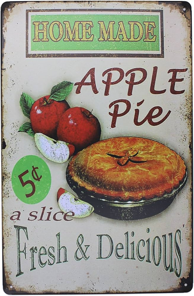 UOOPAI Vintage Tin Plate Signs Home Made Apple Pie Wall Decor House Cafe Shop Painting Plaque | Amazon (US)