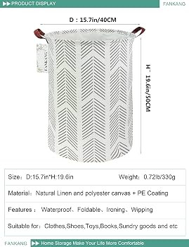 FANKANG Storage Basket, Nursery Hamper Canvas Laundry Basket Foldable with Waterproof PE Coating ... | Amazon (US)