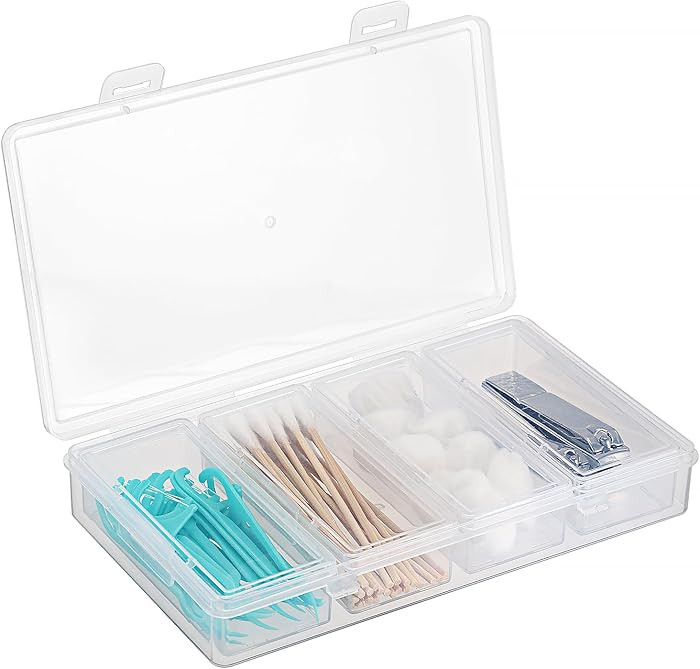 Hipiwe Plastic Cotton Swab Holder for Travel 4 in 1 Compact Cleaning Organizer for Hair Rope Pape... | Amazon (US)
