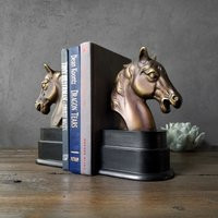 Horse Head Bookends - Bronze-Tone On Black Wooden Base Brass/Bronze Toned Resin Vintage | Etsy (US)