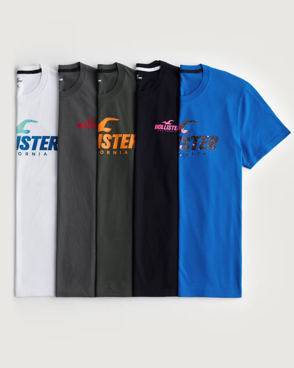 Men's Print Logo Graphic Tee 5-Pack | Men's Up To 60% Off Select Styles | HollisterCo.com | Hollister (US)