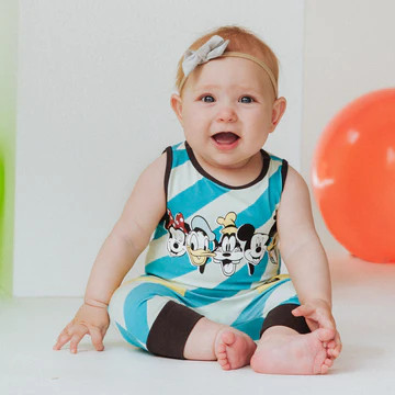 Mickey & Friends 
                    Tank Capri Hip Pocket Rag Romper 
                    
				... | Rags