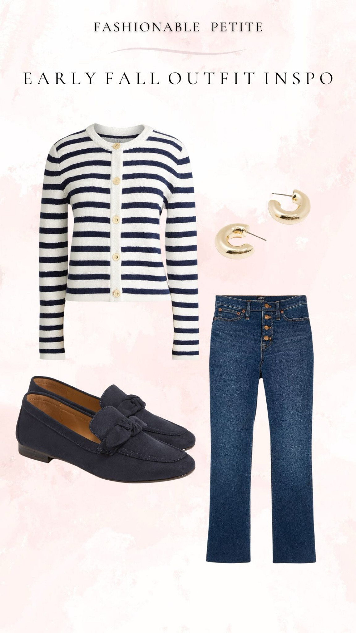 Fall outfit idea. Pair a striped cardigan jacket with cropped jeans. 

Fall outfits, outfits for fall, lady jacket, flats, fall style, fall fashion, cardigan sweater, striped sweater. 

#LTKFindsUnder100 #LTKSaleAlert