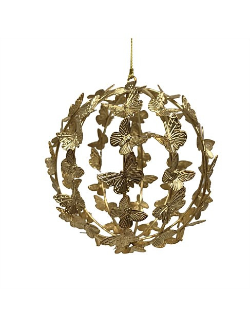 David Jones 10cm Gold Butterflies Hollow Bauble | David Jones | David Jones (Australia & New Zealand)