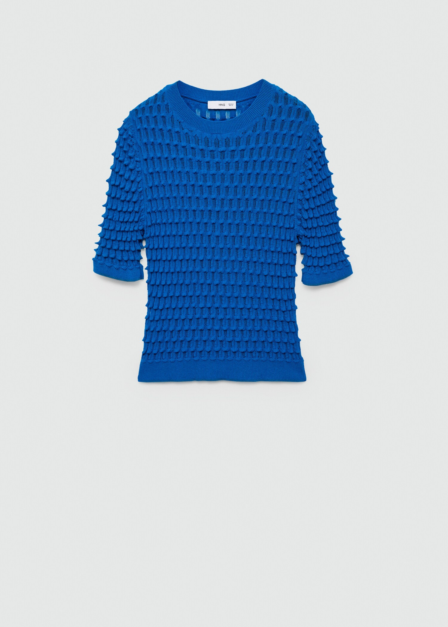 Three-quarter sleeve textured sweater - Women | MANGO USA | MANGO (US)