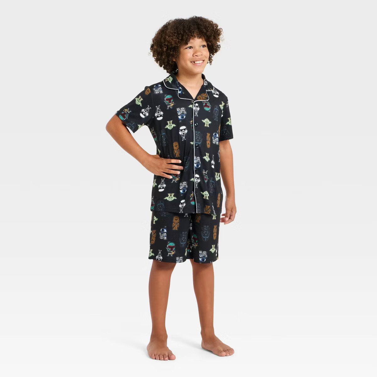Boys' Star Wars Button-Down Pajama Set - Black | Target