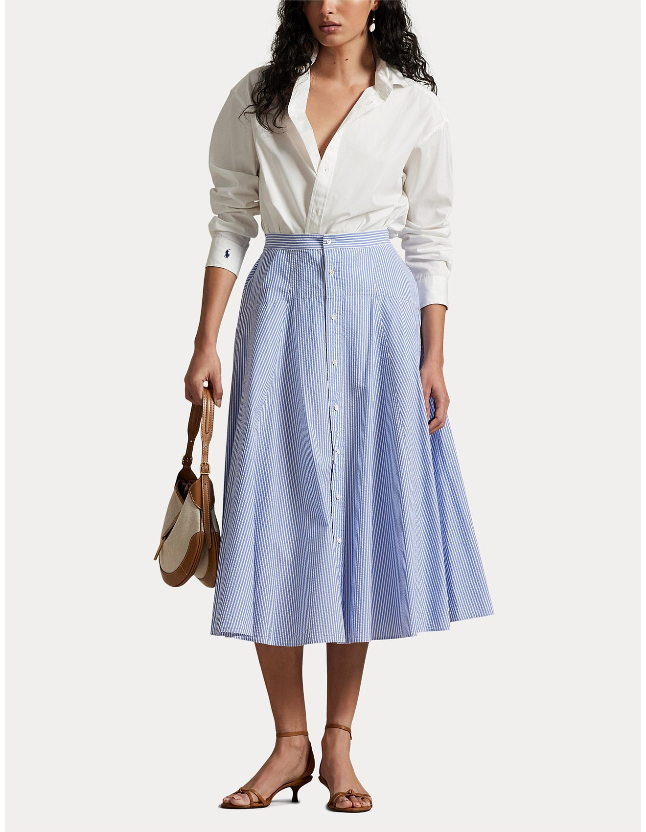 STRIPED COTTON SEERSUCKER SKIRT | David Jones (Australia & New Zealand)
