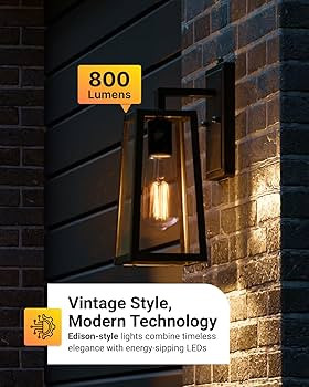 Dusk to Dawn LED Outdoor Lights Bulb, ST64 Edison Style Automatic Light Sensing Bulbs, 800 LM, 7W... | Amazon (US)